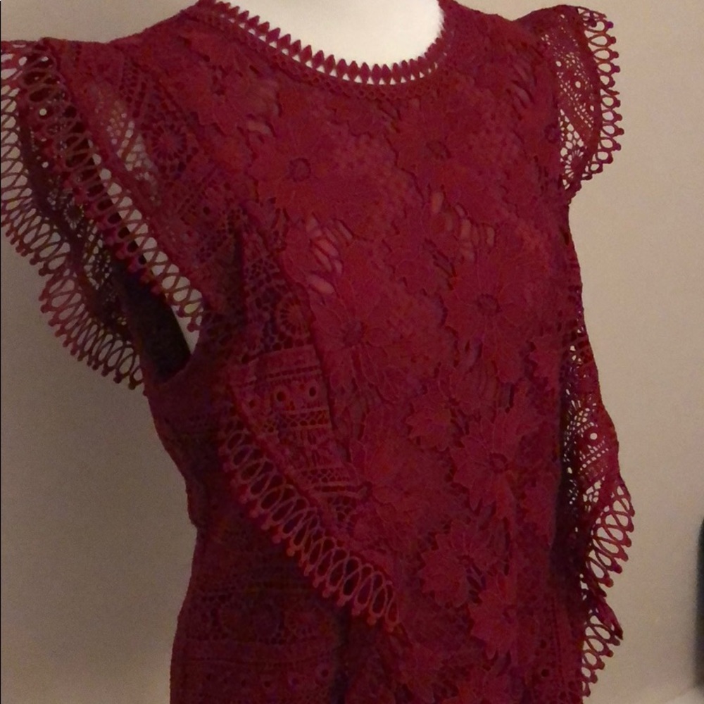 Cranberry Red Guest Editor Top. Gorgeous Lace! - image 2